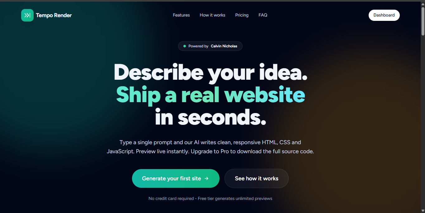 Tempo Render - AI Frontend Website Builder