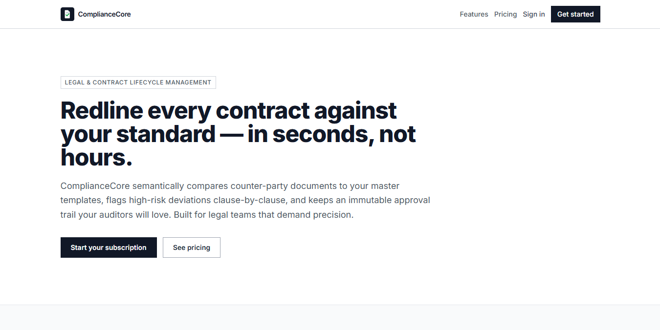 ComplianceCore -  Legal & Contract Lifecycle Management platform