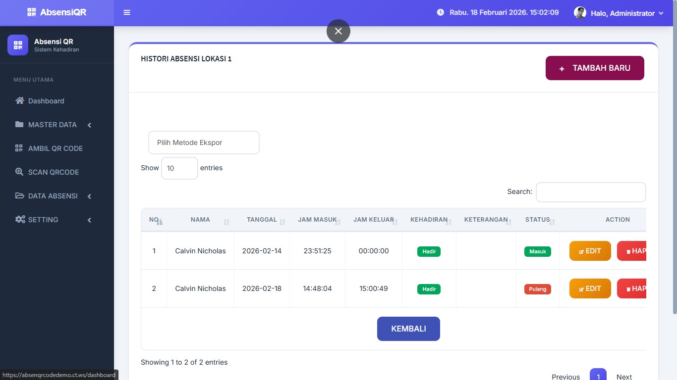 QR Code Based Employee Attendance Application